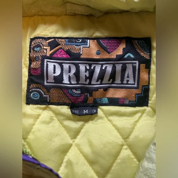 Rare Vintage Prezzia 1980’s Sz M Lime Green & Purple Ski Jacket Retro Funky Cool - Picture 8 of 8